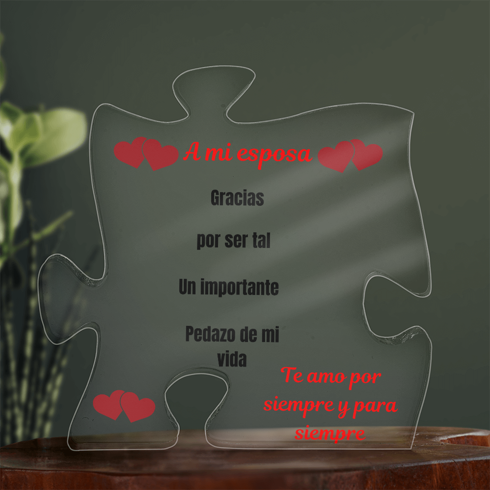 To My Wife Acrylic Puzzle Plaque Spanish