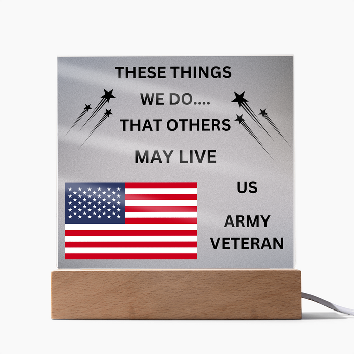 US Army Veteran Printed Acrylic Square Plaque