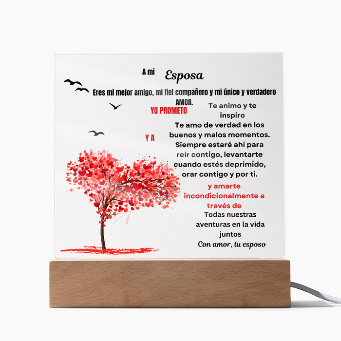 To My Wife Acrylic Square Plaque Spanish