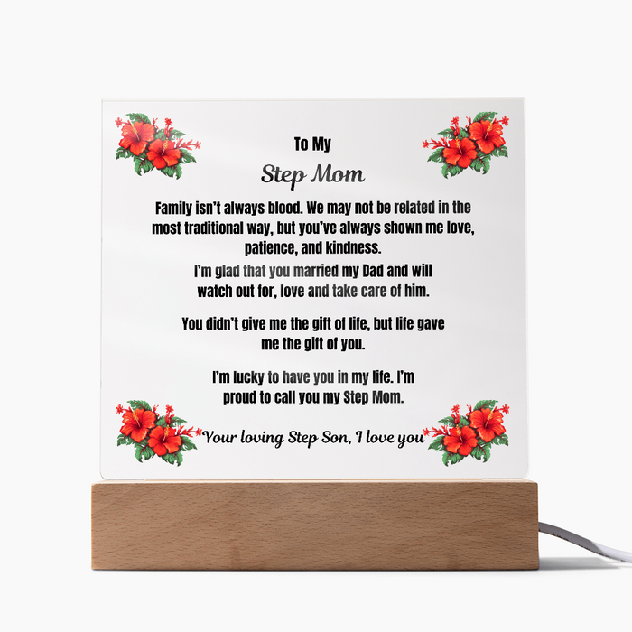 To My Step Mom Acrylic Square Plaque