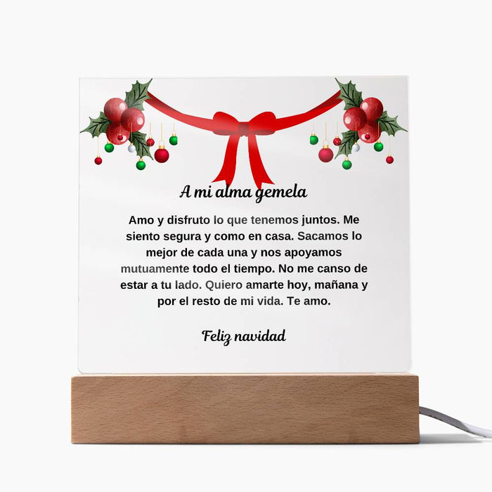 To My Soulmate Spanish Merry Christmas Square Plaque