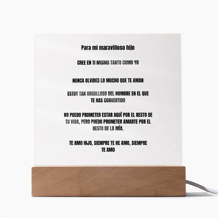 To My Amazing Son Acrylic Square Plaque Spanish