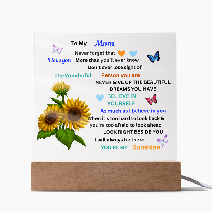 To My Mom Printed Acrylic Square Plaque