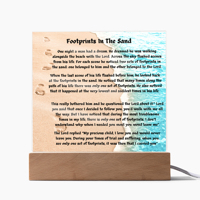 Footprints In The Sand Acrylic Square Plaque
