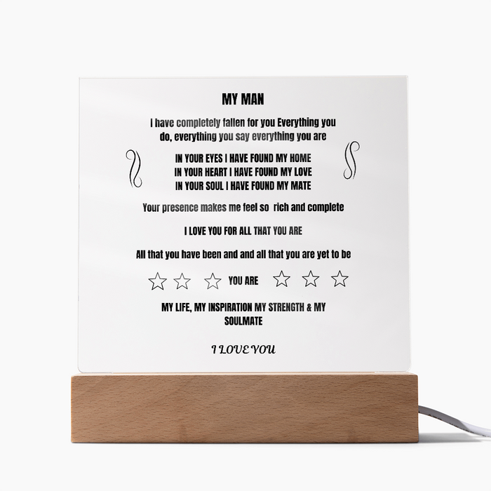 My Man Printed Square Plaque