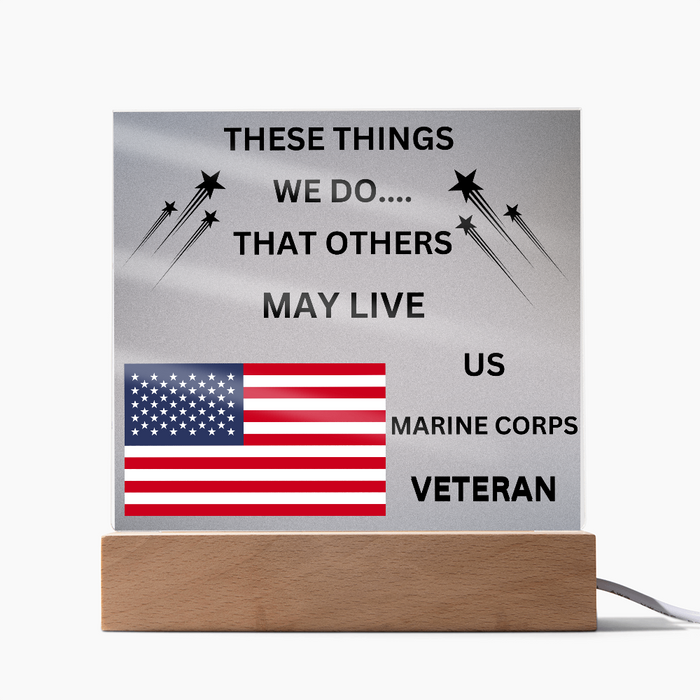US Marine Corps Veteran Printed Acrylic Square Plaque
