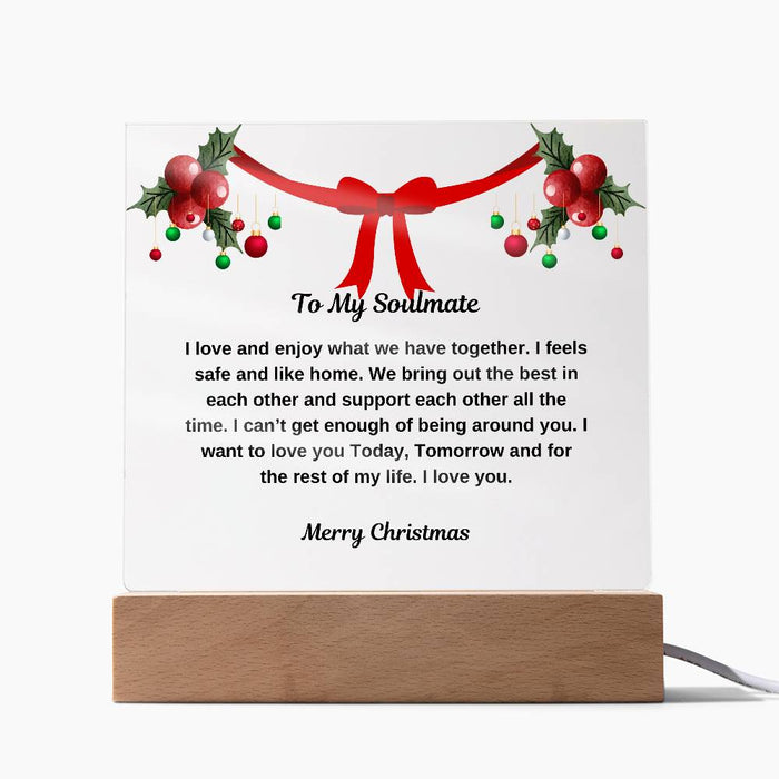 To My Soulmate Merry Christmas Square Plaque