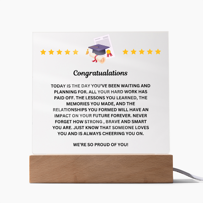 Graduation Congratulaions Printed Acrylic Sqauare Plaque