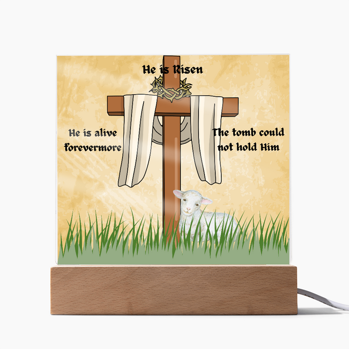 He is Risen Lamb of God Printed Square Acrylic Plaque