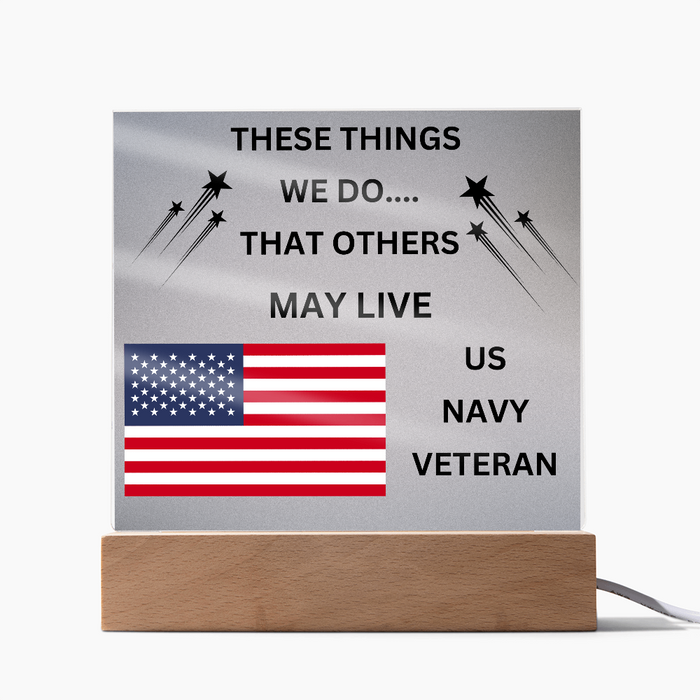 US Navy Veteran Printed Acrylic Square Plaque