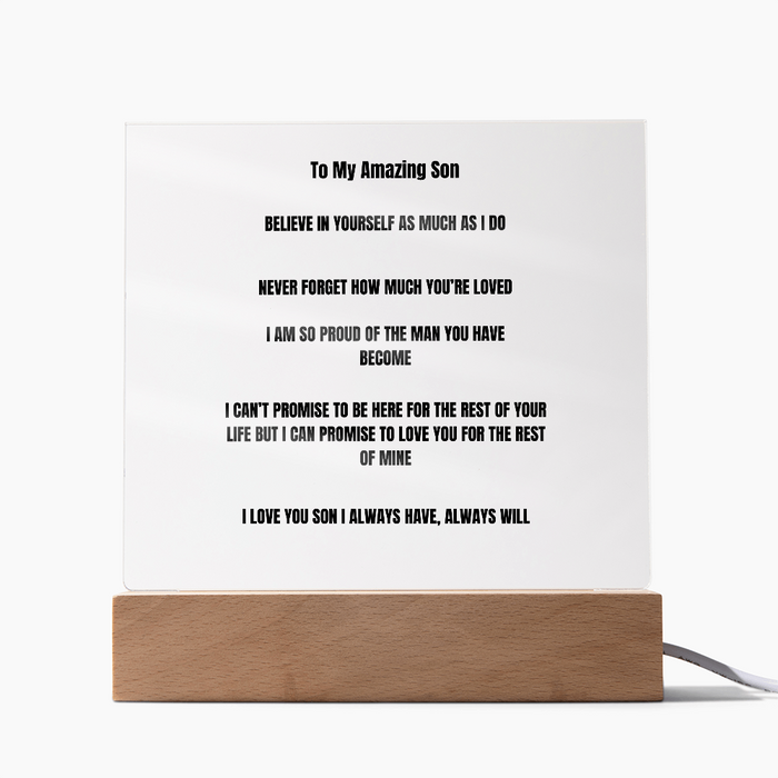 To My Amazing Son Acrylic Square Plaque