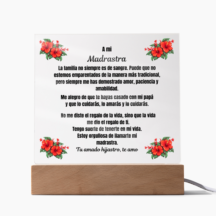 To My Step Mom Square Acrylic Plaque Spanish