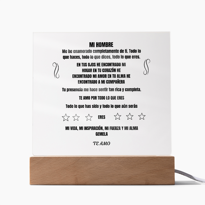 My Man Printed Square Plaque Spanish