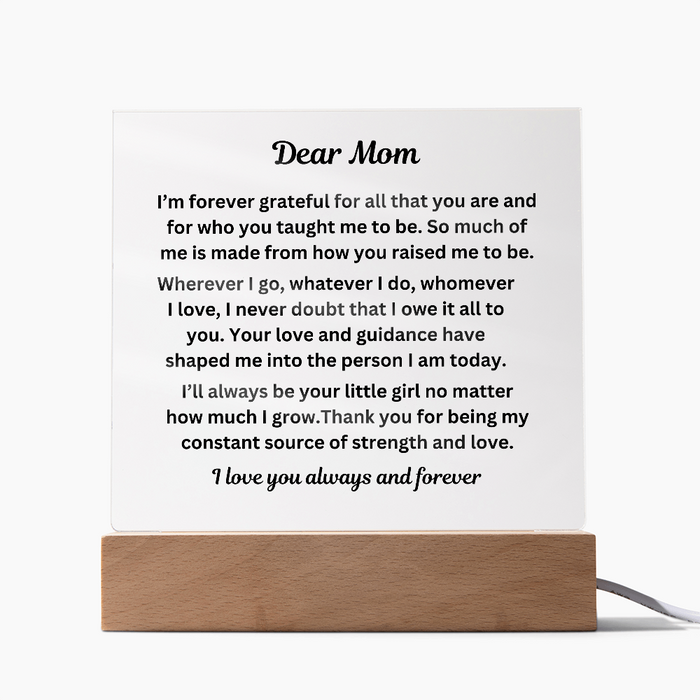 Dear Mom Engraved Acrylic Square Plaque