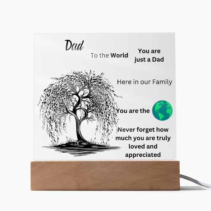 Dad To The World Printed Acrylic Square Plaque