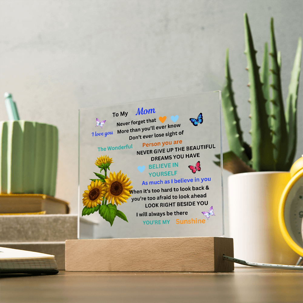 To My Mom Printed Acrylic Square Plaque