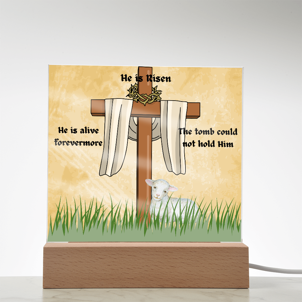 He is Risen Lamb of God Printed Square Acrylic Plaque