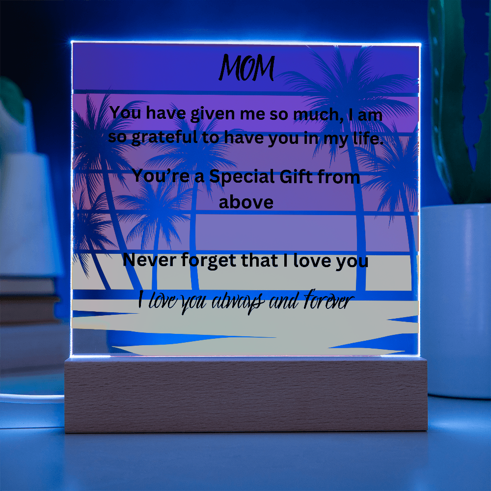 MOM Palm Tree Printed Acrylic Square Plaque