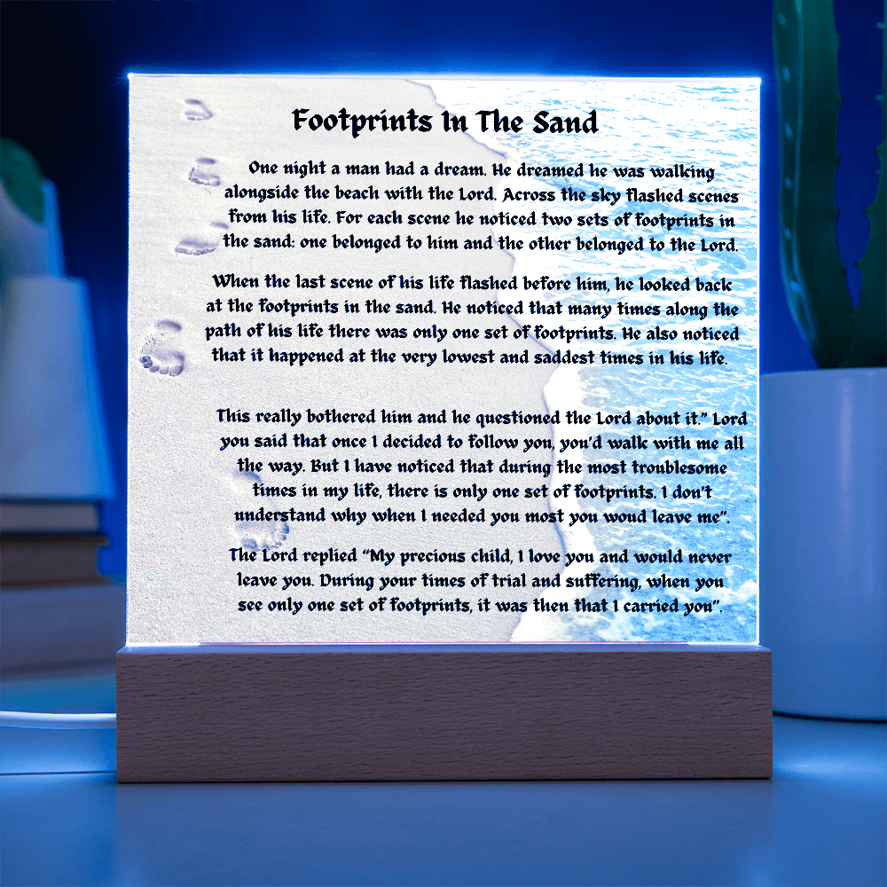 Footprints In The Sand Acrylic Square Plaque