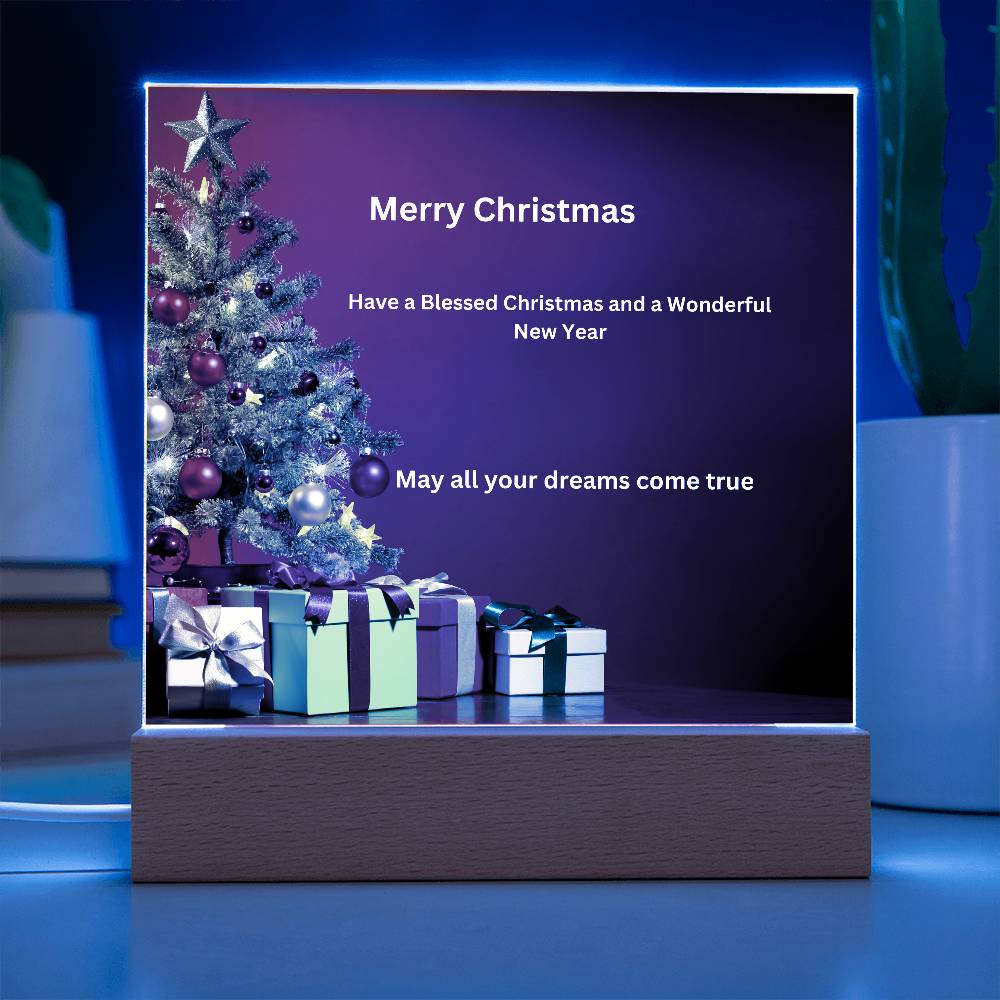 Merry Christmas Tree Printed Acrylic Plaque