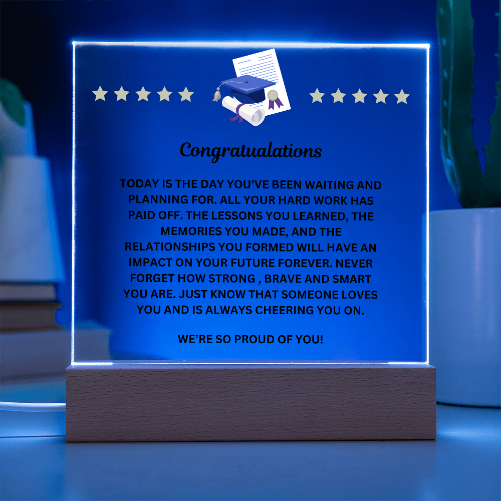 Graduation Congratulaions Printed Acrylic Sqauare Plaque