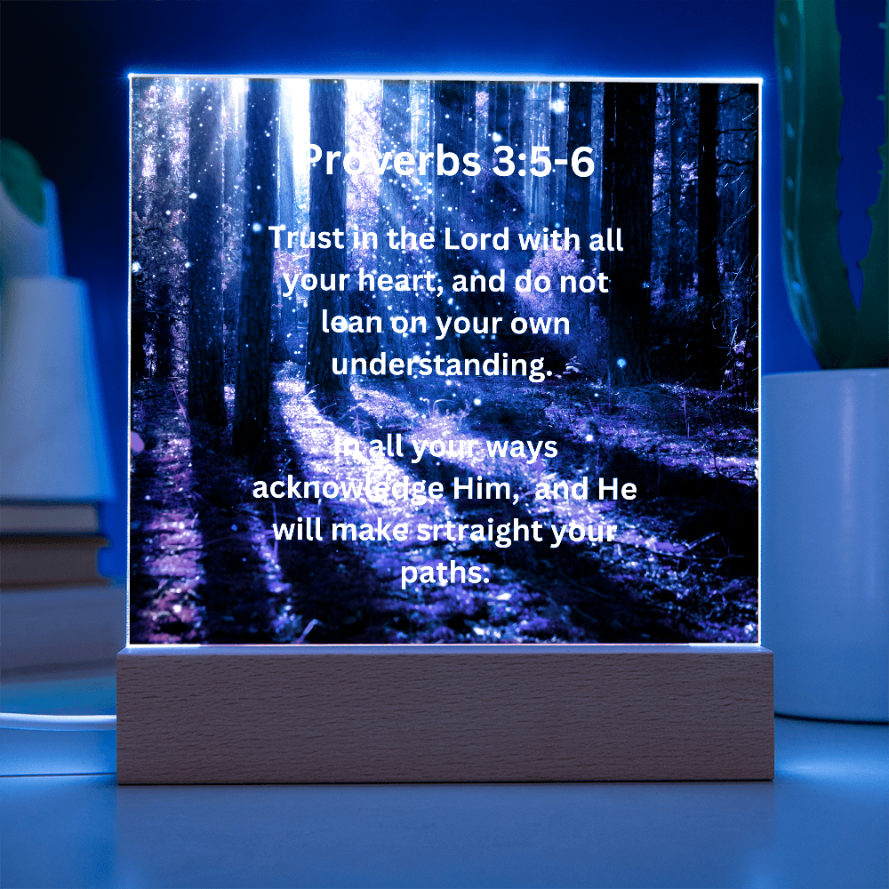 Proverbs 3:5-6 Acrylic Square Plaque
