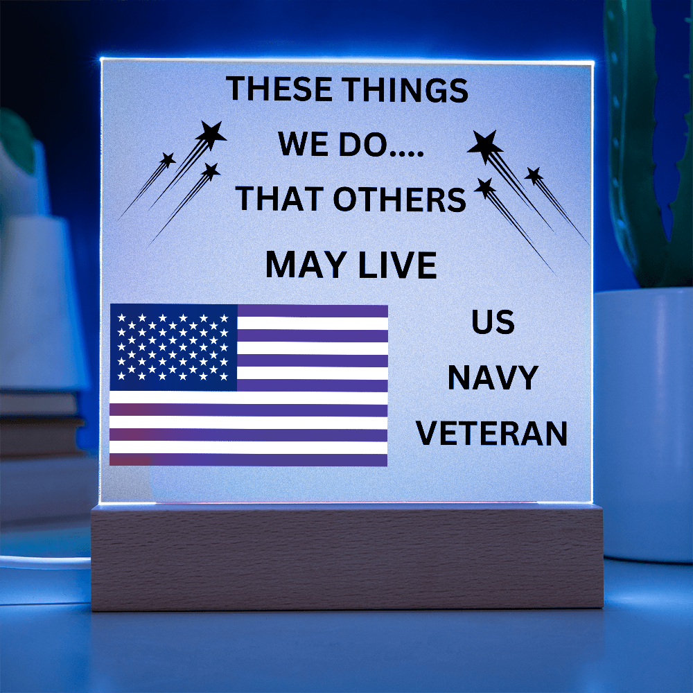 US Navy Veteran Printed Acrylic Square Plaque
