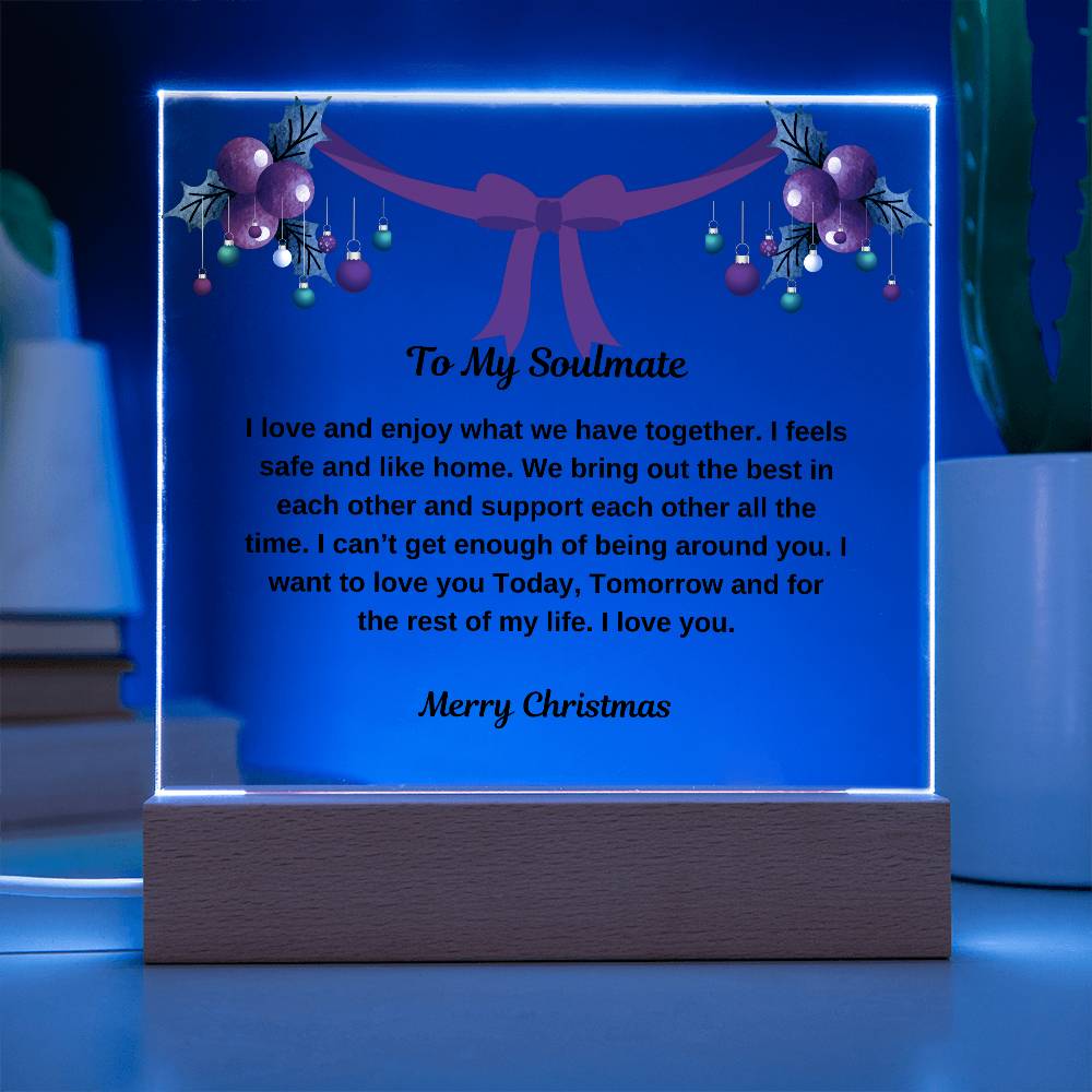 To My Soulmate Merry Christmas Square Plaque