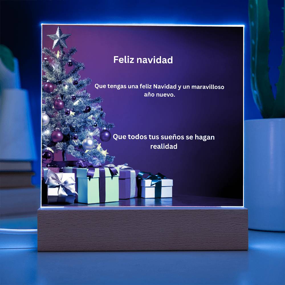 Spanish Merry Christmas Tree Printed Acrylic Plaque