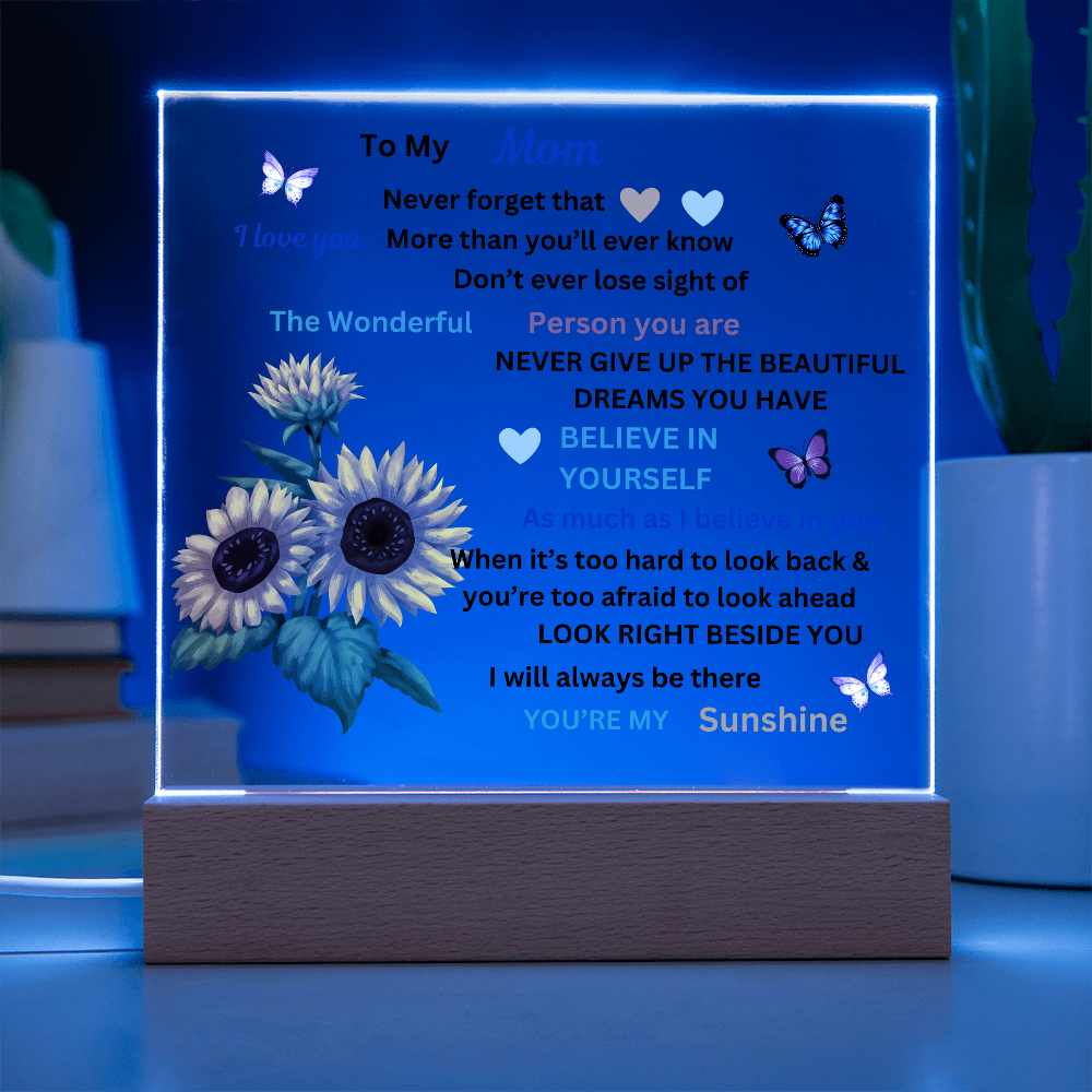 To My Mom Printed Acrylic Square Plaque