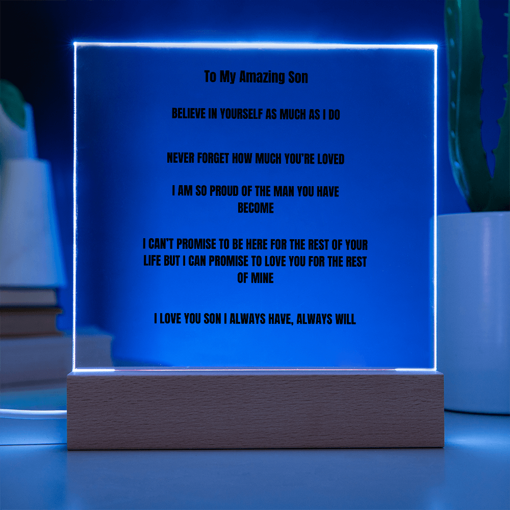 To My Amazing Son Acrylic Square Plaque