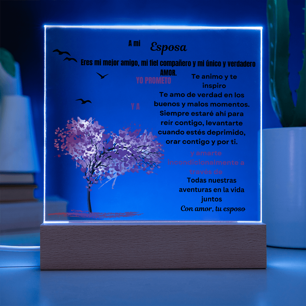 To My Wife Acrylic Square Plaque Spanish