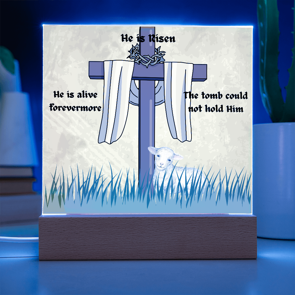 He is Risen Lamb of God Printed Square Acrylic Plaque