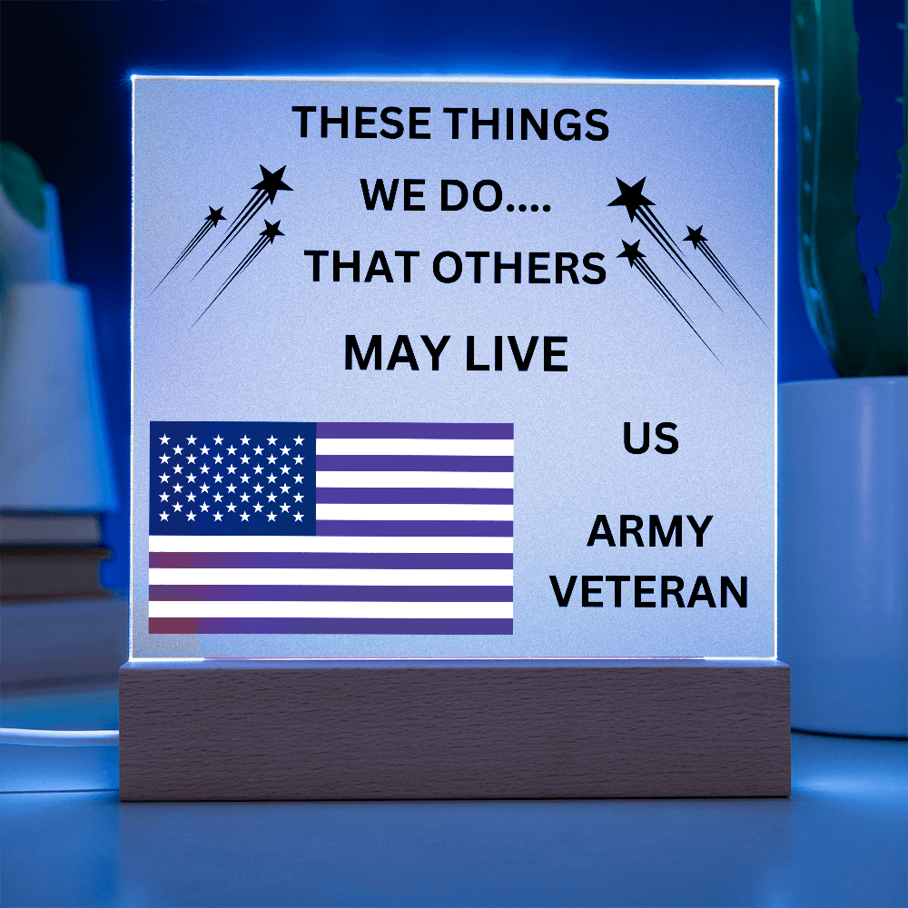 US Army Veteran Printed Acrylic Square Plaque