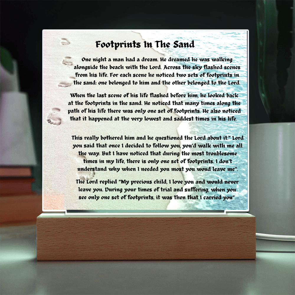 Footprints In The Sand Acrylic Square Plaque
