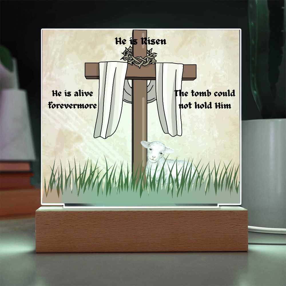 He is Risen Lamb of God Printed Square Acrylic Plaque