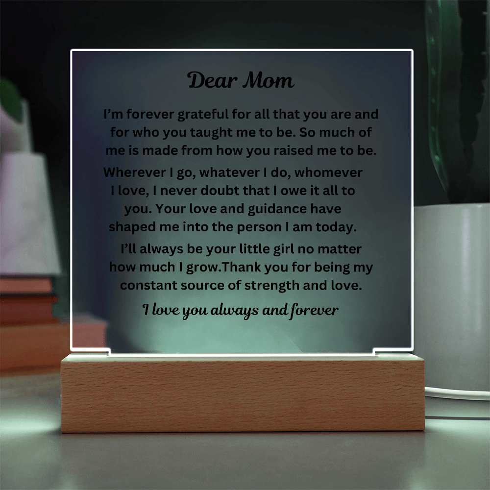 Dear Mom Engraved Acrylic Square Plaque