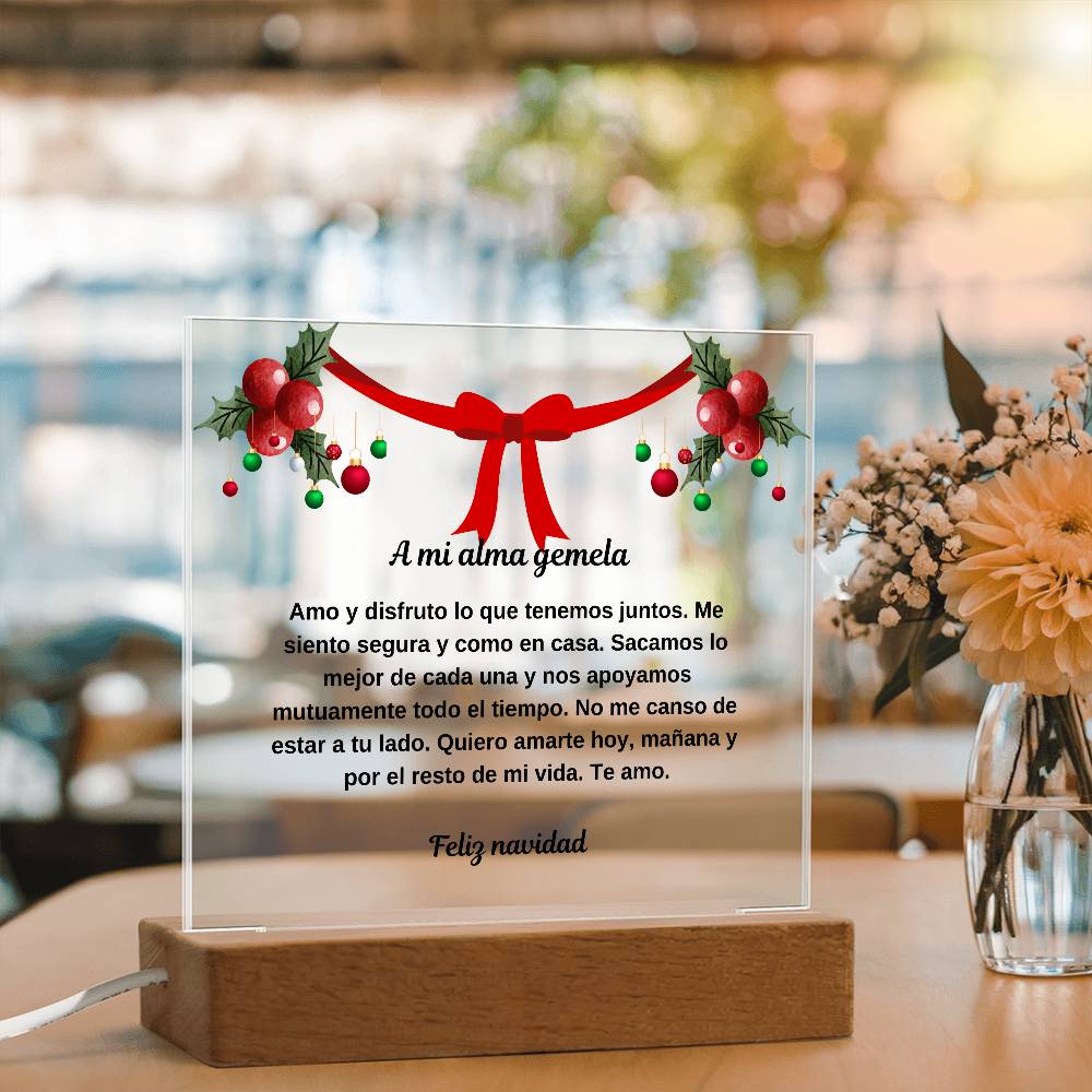 To My Soulmate Spanish Merry Christmas Square Plaque