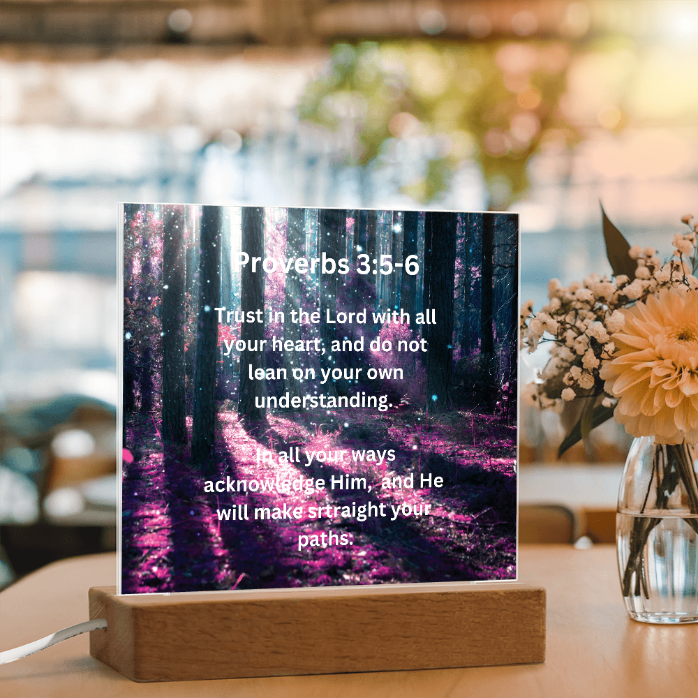 Proverbs 3:5-6 Acrylic Square Plaque