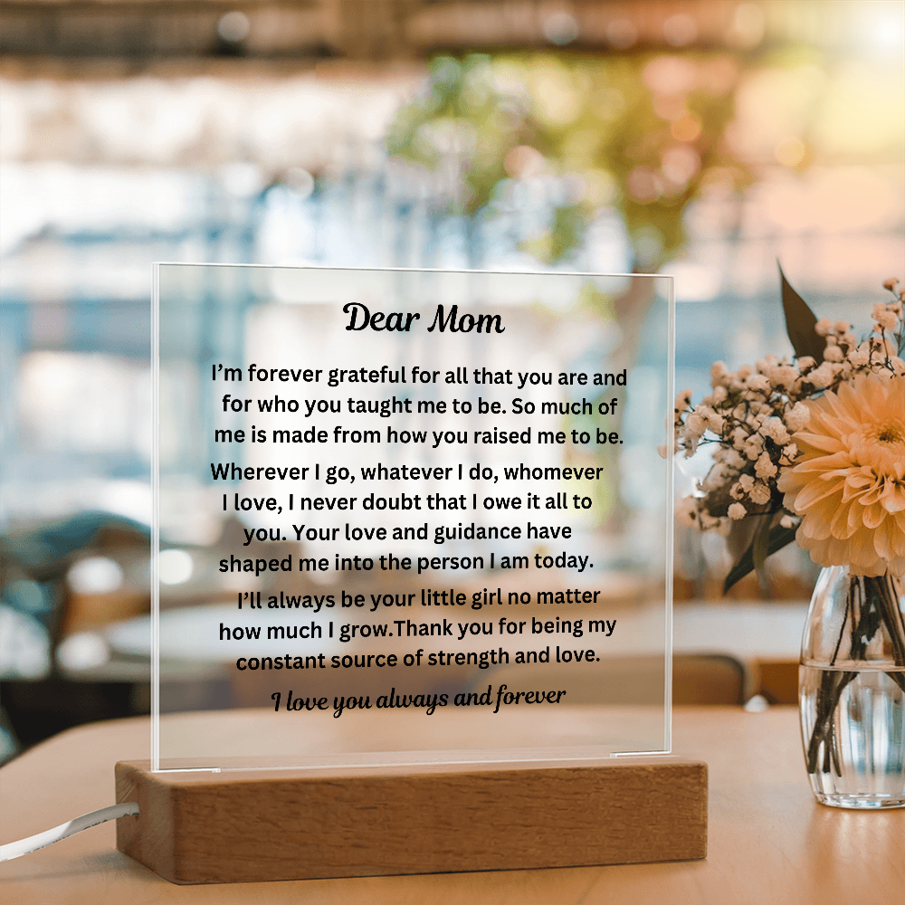 Dear Mom Engraved Acrylic Square Plaque