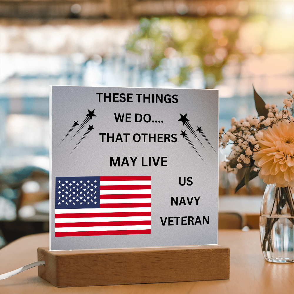 US Navy Veteran Printed Acrylic Square Plaque