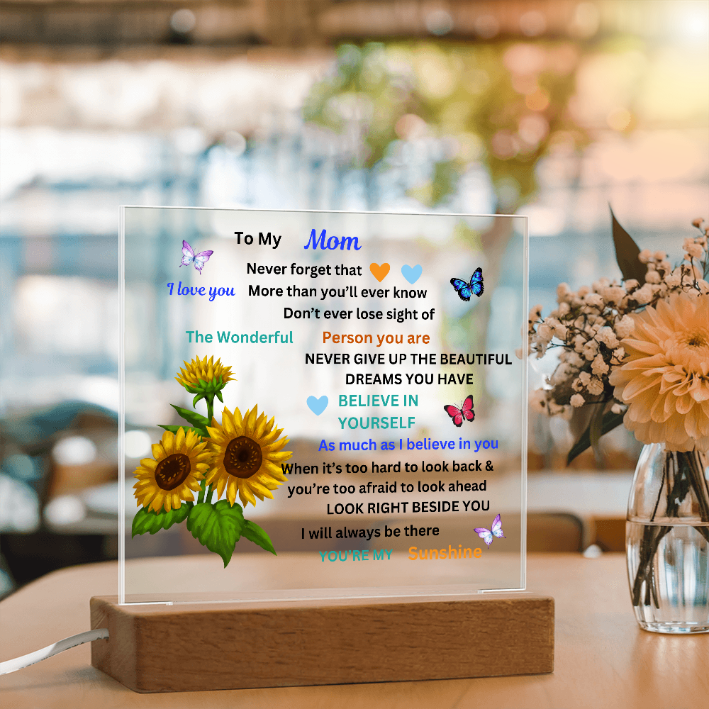 To My Mom Printed Acrylic Square Plaque