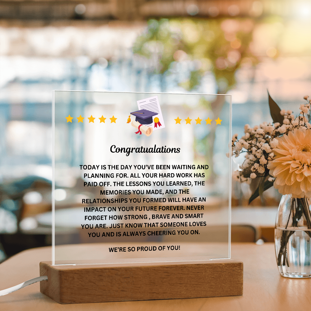 Graduation Congratulaions Printed Acrylic Sqauare Plaque