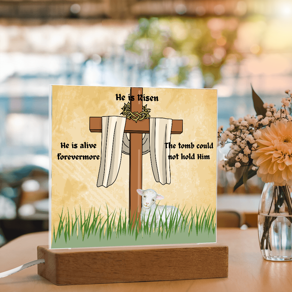 He is Risen Lamb of God Printed Square Acrylic Plaque