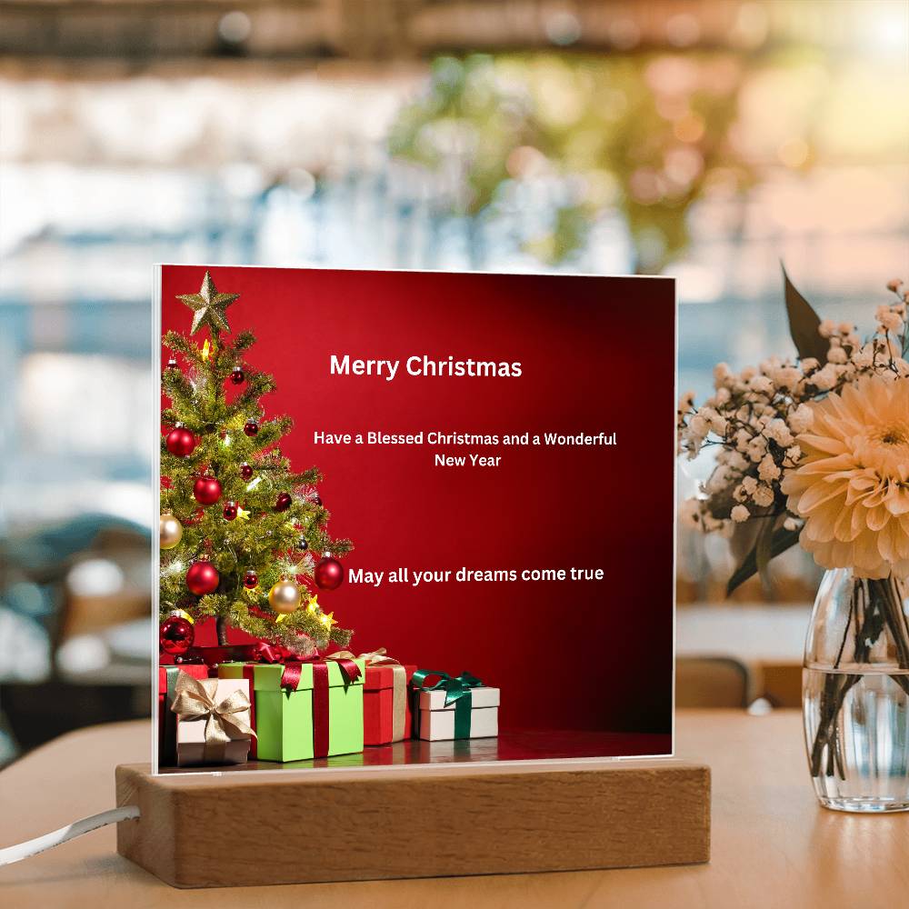 Merry Christmas Tree Printed Acrylic Plaque