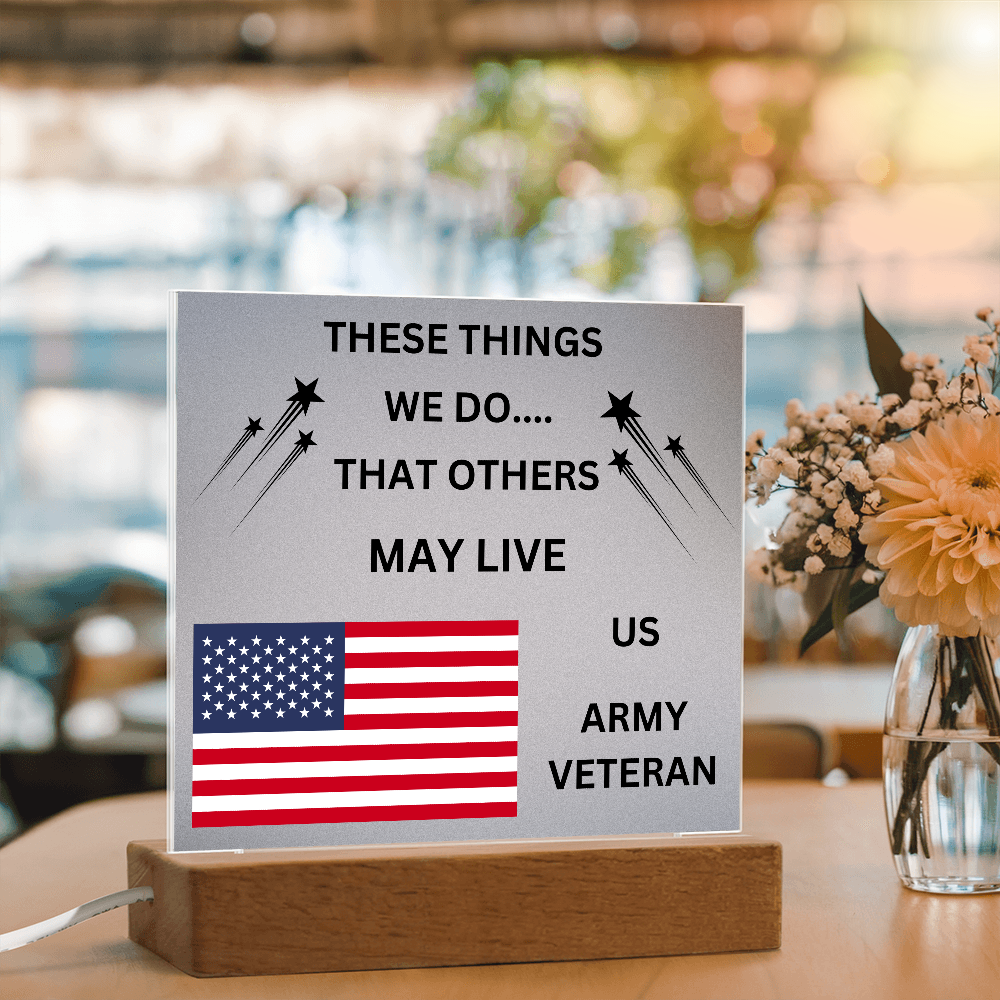 US Army Veteran Printed Acrylic Square Plaque