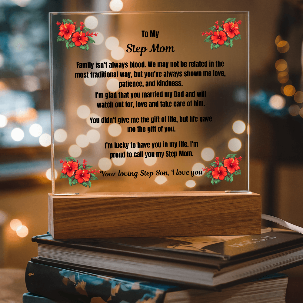 To My Step Mom Acrylic Square Plaque