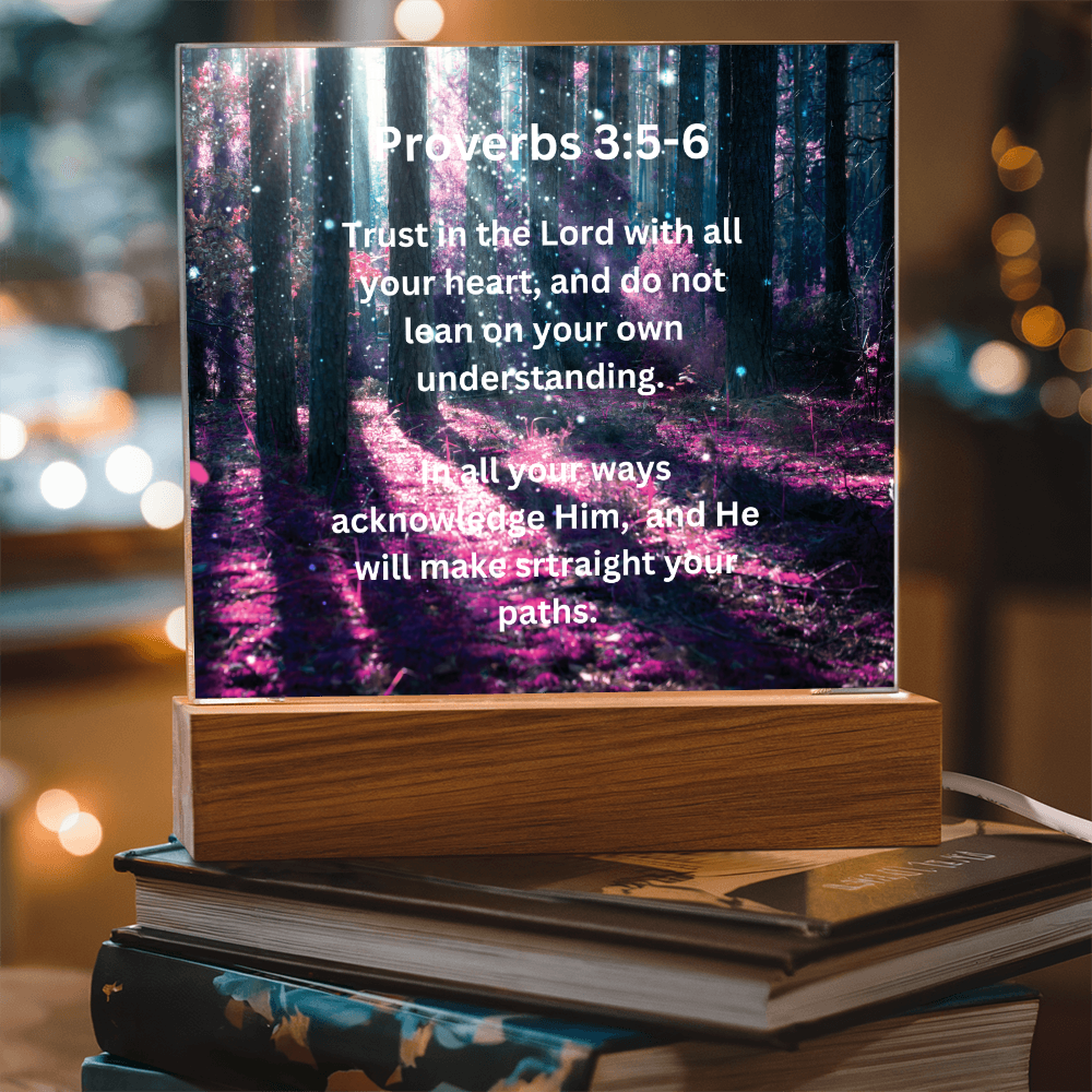 Proverbs 3:5-6 Acrylic Square Plaque