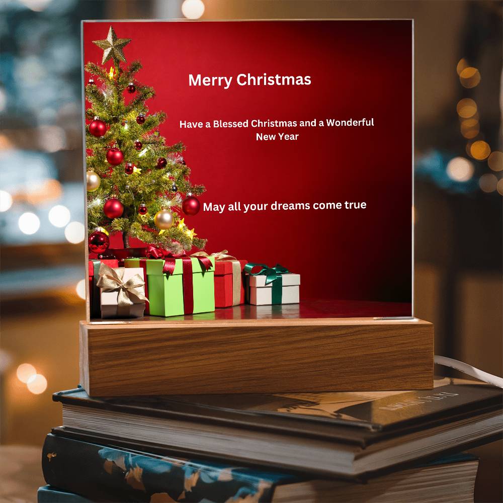 Merry Christmas Tree Printed Acrylic Plaque