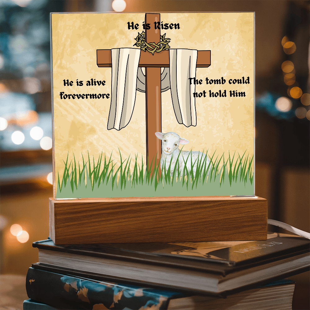 He is Risen Lamb of God Printed Square Acrylic Plaque